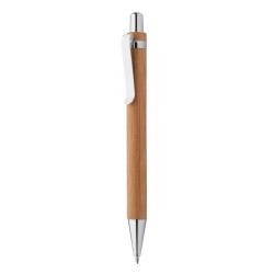 Bamboo pen and metal clip