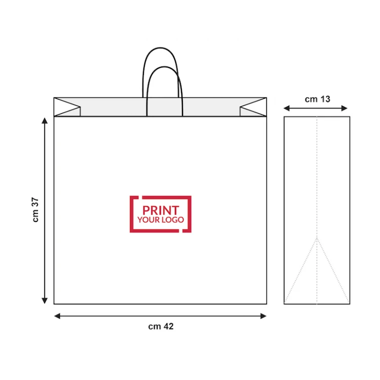 Shopper carta bianca con manici a cordino 42x13x37 cm per uso commerciale