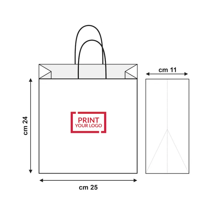 busta in carta bianca 25x11x24 cm per uso commerciale