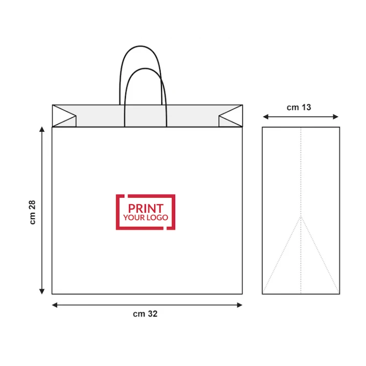 Shopper carta bianca con manici a cordino 32x13x28 cm per uso commerciale