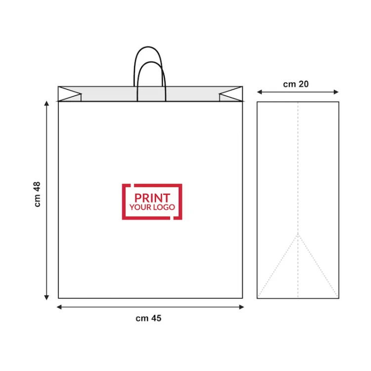 shopper in carta riciclata con manici a cordino 45x20x48 cm per uso commerciale