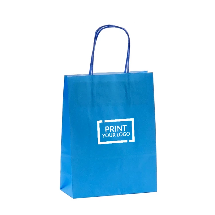 busta in carta colorata con manici in cordino 18x8x24 cm per uso commerciale