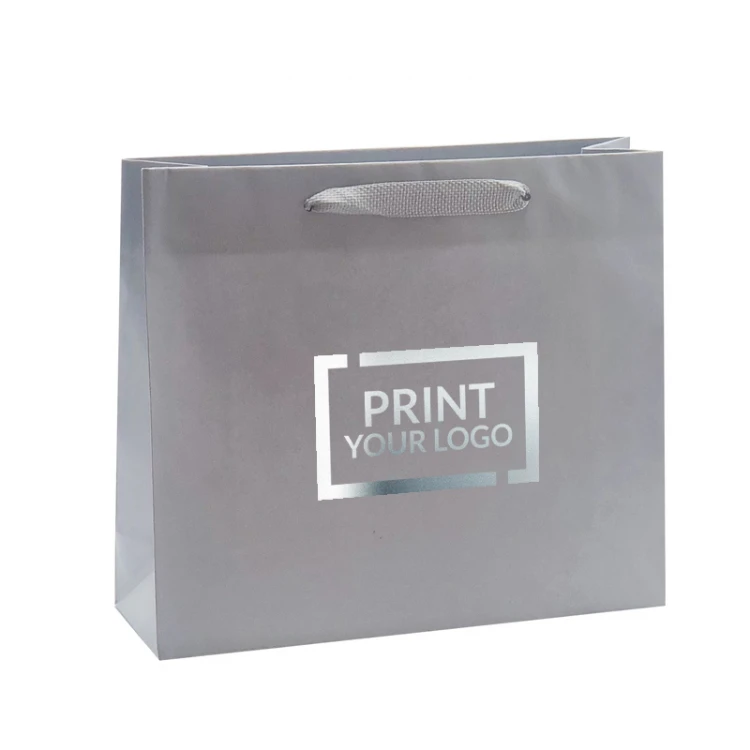 Buste carta kraft eleganti con maniglia in fettuccia di cotone, personalizzate a 1 colore, formato 54+14x44 cm