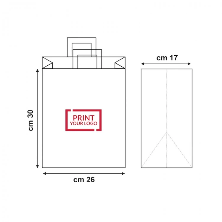 busta in carta 26x17x30 cm per cibo d'asporto