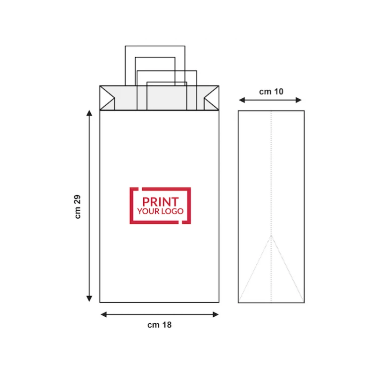 busta in carta bianca 18x10x29 cm per uso commerciale