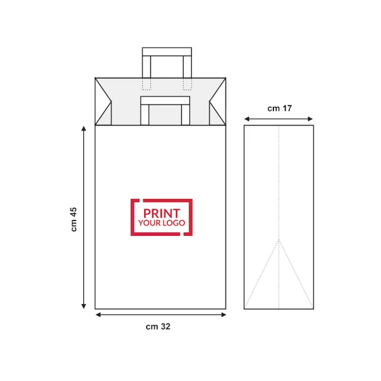 busta in carta bianca 32x17x45 cm per uso commerciale