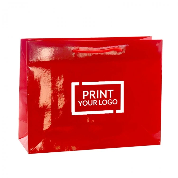 Shopper in carta lucida 58+17x47 cm con logo personalizzato stampato