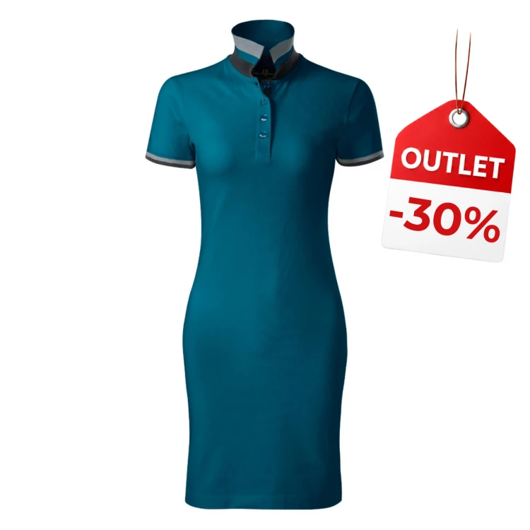 Women's polo dress MALFINI Dress Up in cotton pique 215 g/m² with collar and short sleeves, princess seaming detail