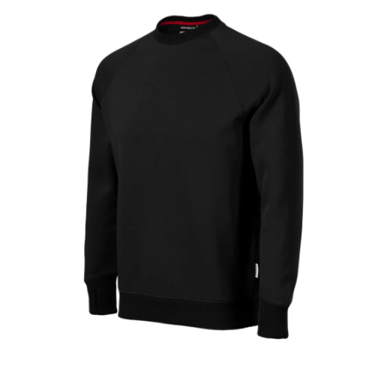 Sweat gris RIMECK mod. Vertex avec manches raglan, vue de face, prêt à personnaliser avec logo d'entreprise