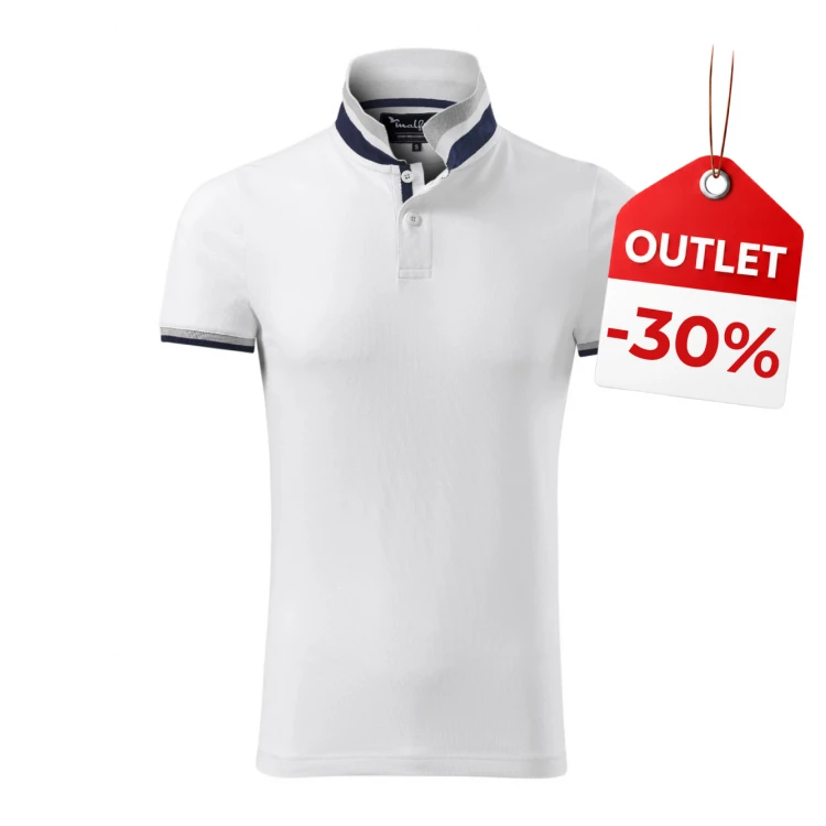 MALFINI Collar Up polo shirt in navy cotton pique with ribbed collar, ready to personalise with logo