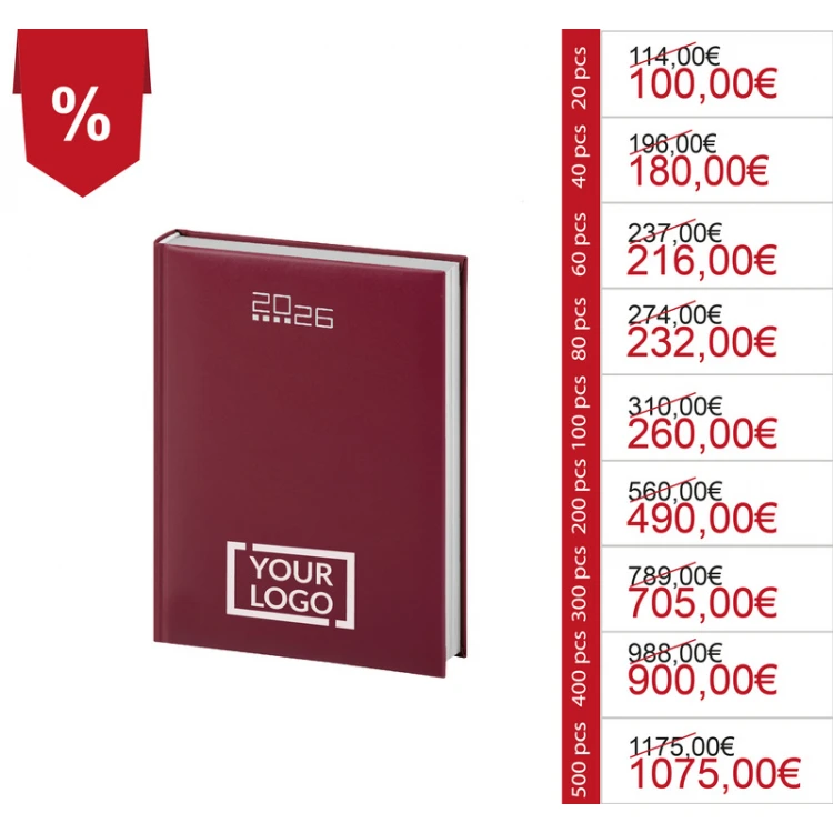 Agenda giornaliera personalizzata con logo (2026)