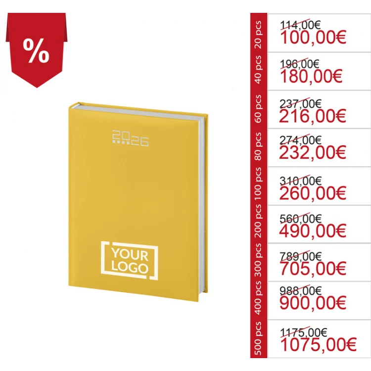 Agenda giornaliera personalizzata con logo (2026)