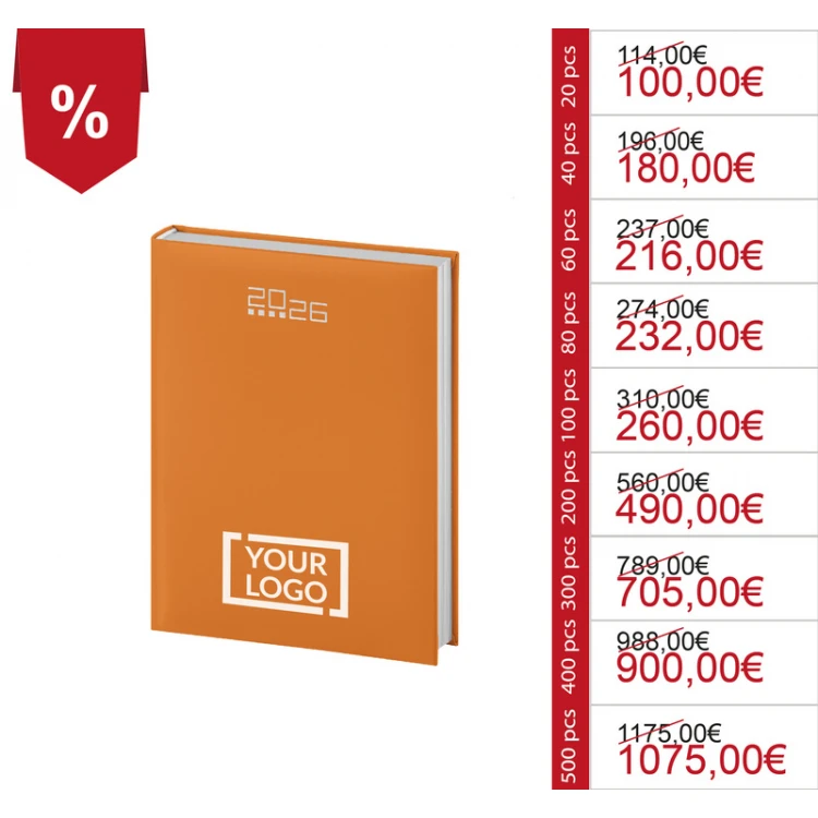 Agenda giornaliera personalizzata con logo (2026)