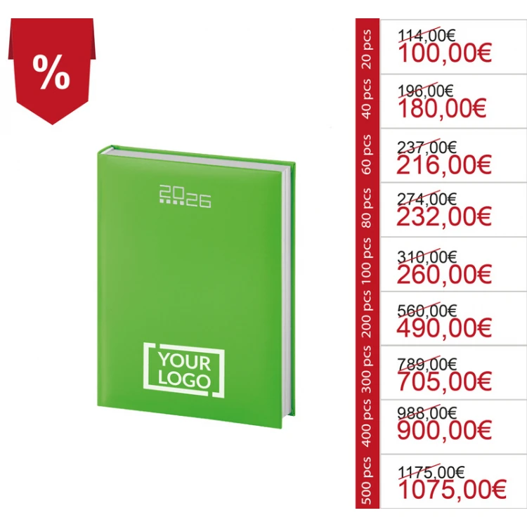 Agenda giornaliera personalizzata con logo (2026)