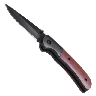 Coltello con lama in acciaio e manico in legno naturale