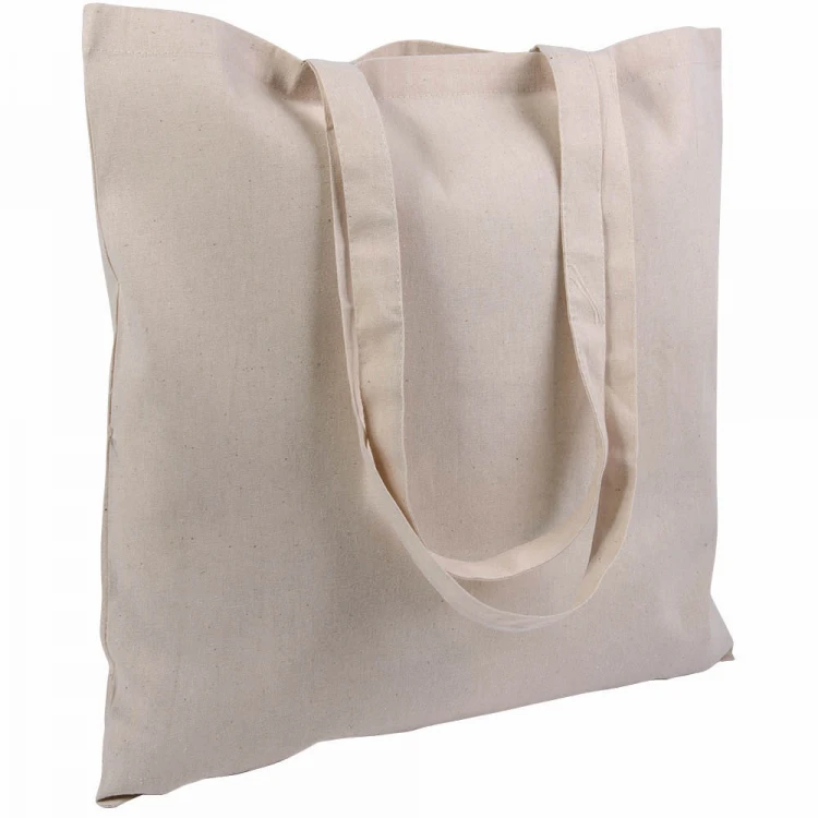 Shopper in cotone naturale 130 g/m² con manici lunghi