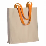 Shopper in cotone naturale con manici colorati