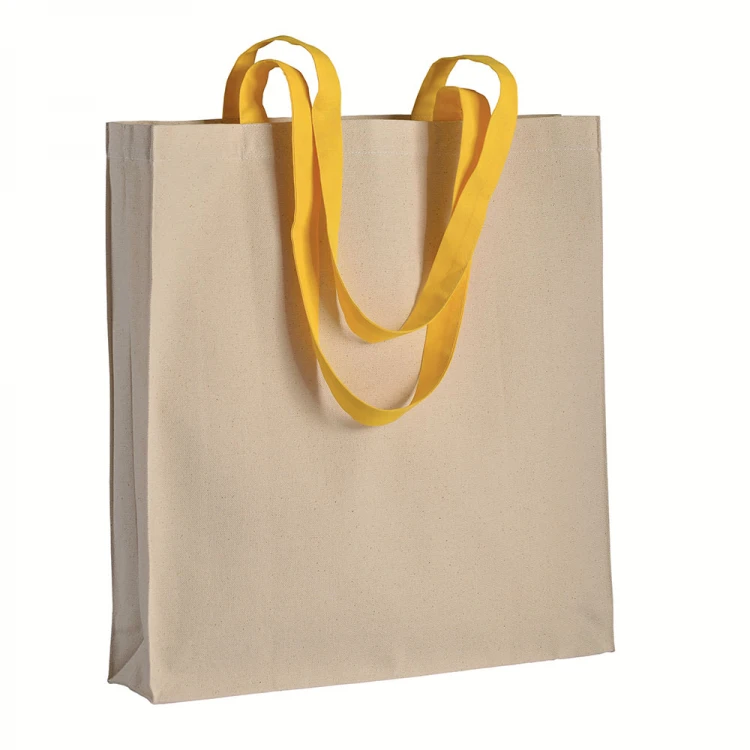 Shopper in cotone naturale con manici colorati