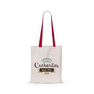 Borsa shopper in cotone con manici colorati