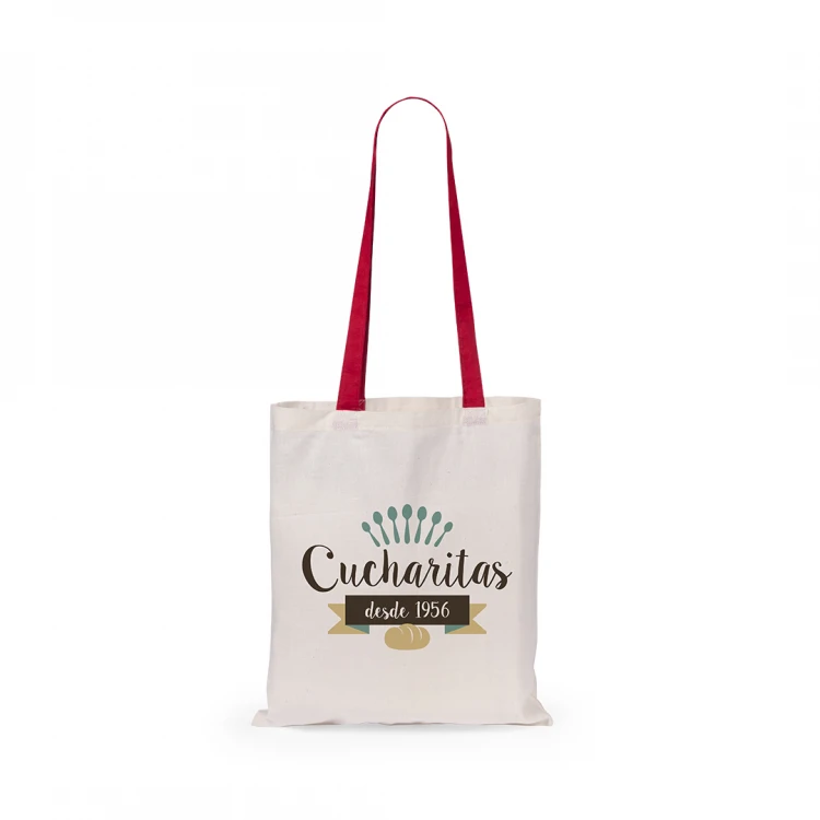 Borsa shopper in cotone con manici colorati
