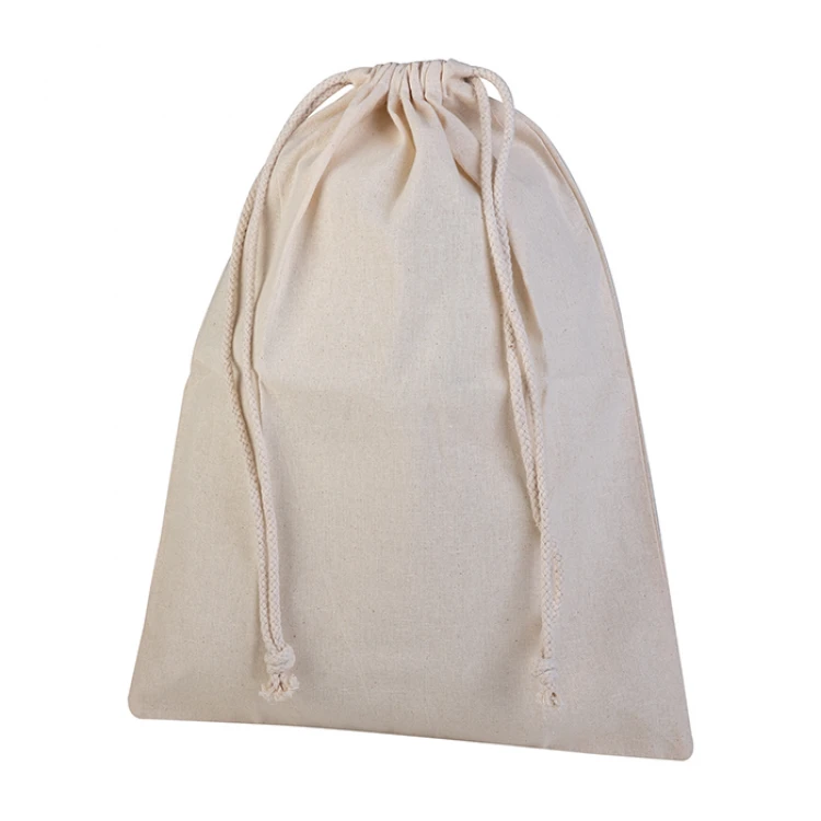 Sacchetto portascarpe in cotone naturale con chiusura a corda
