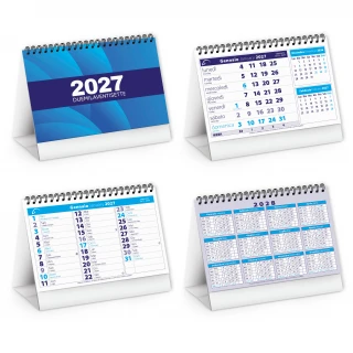 Calendario mensual de escritorio con soporte de cartón