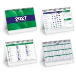 Calendario mensual de escritorio con soporte de cartón