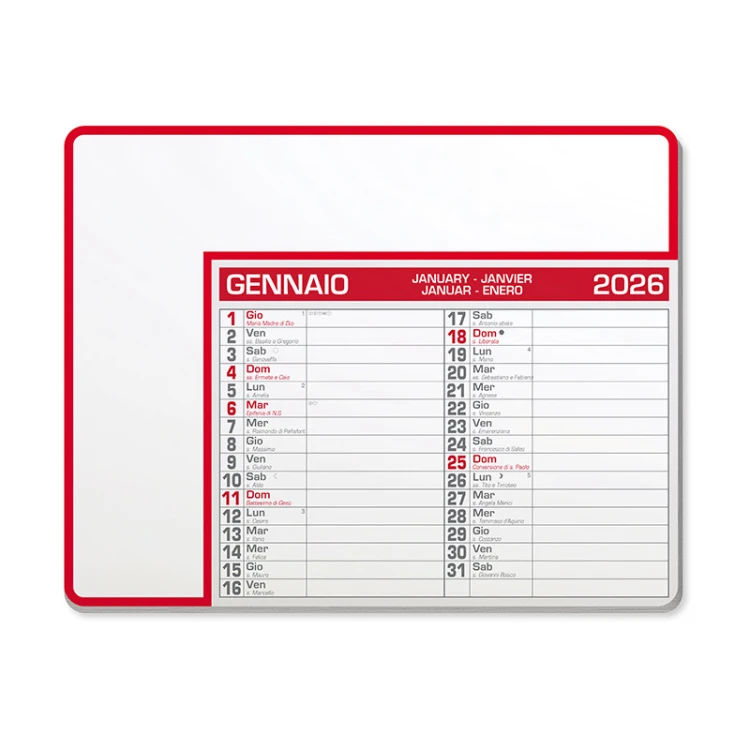 Calendario Tappetino Mouse