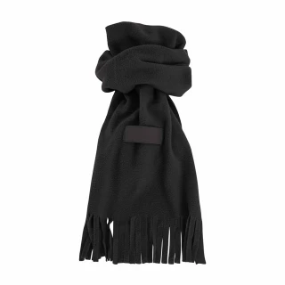 Sciarpa in pile con frange ed etichetta