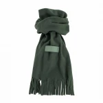 Sciarpa in pile con frange ed etichetta