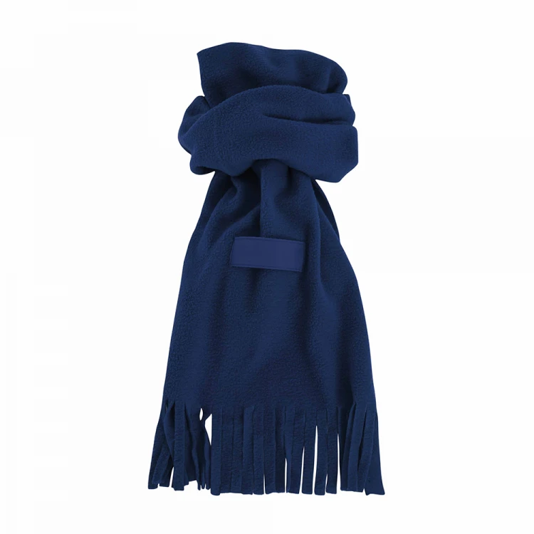 Sciarpa in pile con frange ed etichetta