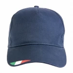Casquette en polyester 5 panneaux avec visière tricolore à personnaliser avec logo