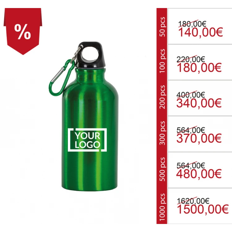 Borracce personalizzate in alluminio con moschettone in metallo per eventi promozionali