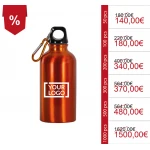 Borracce personalizzate in alluminio con moschettone in metallo per eventi promozionali