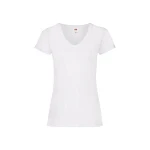 Camiseta mujer FRUIT OF THE LOOM Valueweight gris melange cuello en V vista frontal