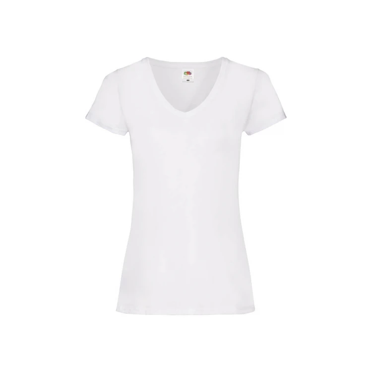 Camiseta mujer FRUIT OF THE LOOM Valueweight gris melange cuello en V vista frontal