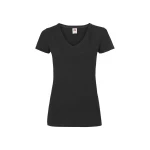 Camiseta mujer FRUIT OF THE LOOM Valueweight gris melange cuello en V vista frontal