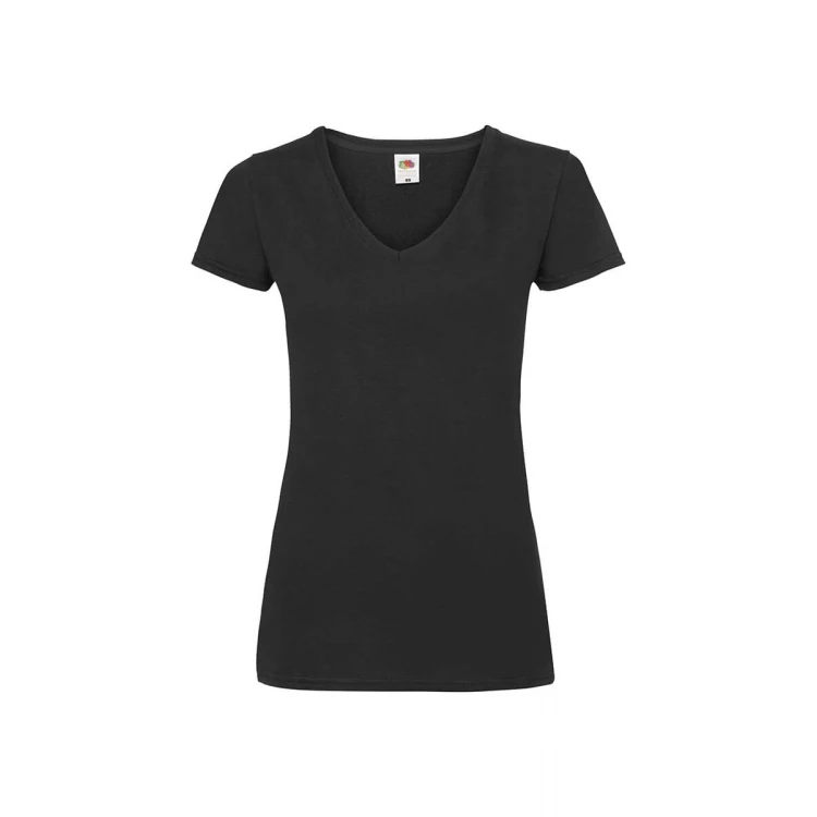 Camiseta mujer FRUIT OF THE LOOM Valueweight gris melange cuello en V vista frontal