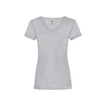 Camiseta mujer FRUIT OF THE LOOM Valueweight gris melange cuello en V vista frontal