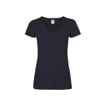 Camiseta mujer FRUIT OF THE LOOM Valueweight gris melange cuello en V vista frontal