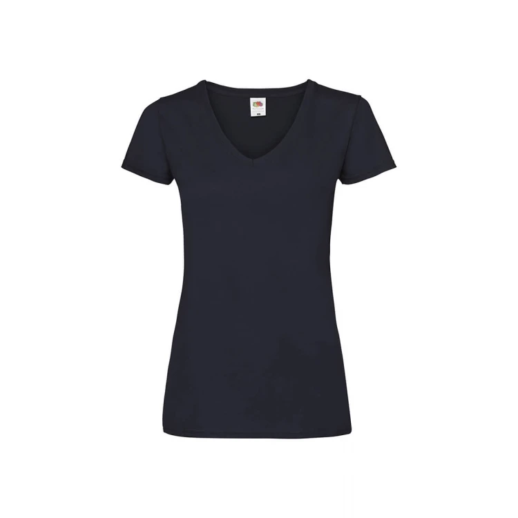 Camiseta mujer FRUIT OF THE LOOM Valueweight gris melange cuello en V vista frontal