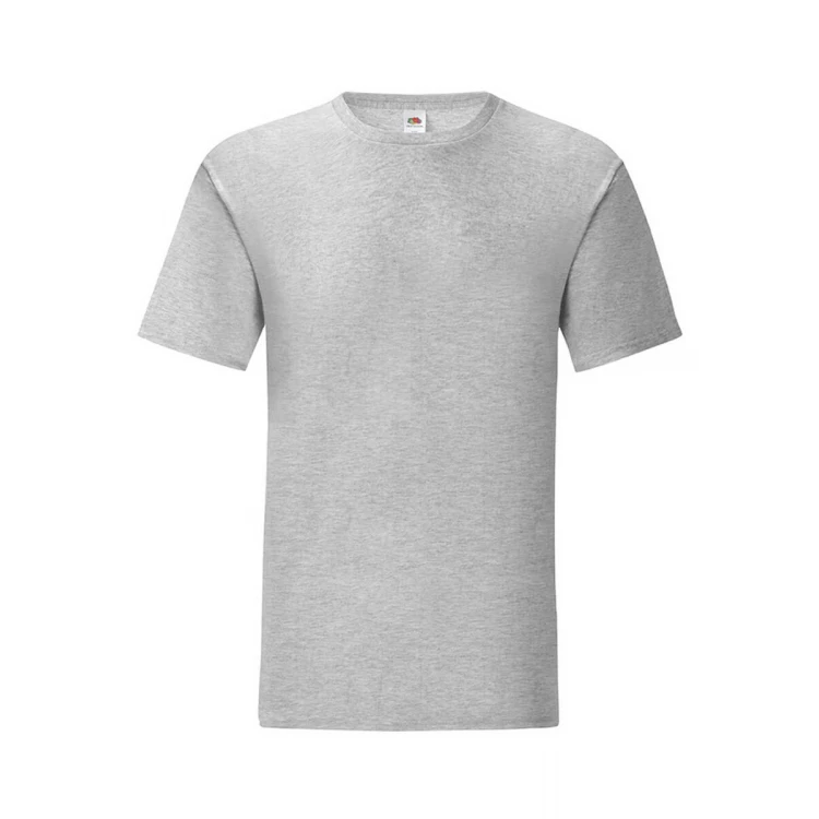 Camiseta ajustada FRUIT OF THE LOOM Iconic en algodón ringspun gris melange para personalizar con logo