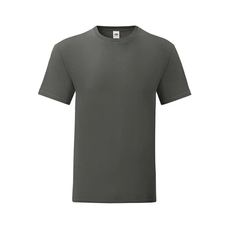 Camiseta ajustada FRUIT OF THE LOOM Iconic en algodón ringspun gris melange para personalizar con logo