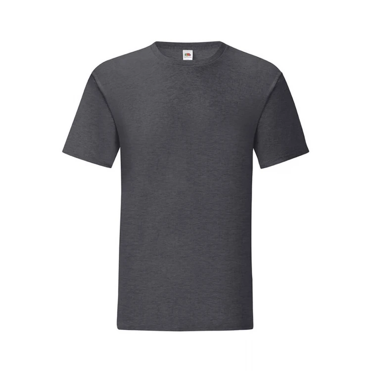 Camiseta ajustada FRUIT OF THE LOOM Iconic en algodón ringspun gris melange para personalizar con logo