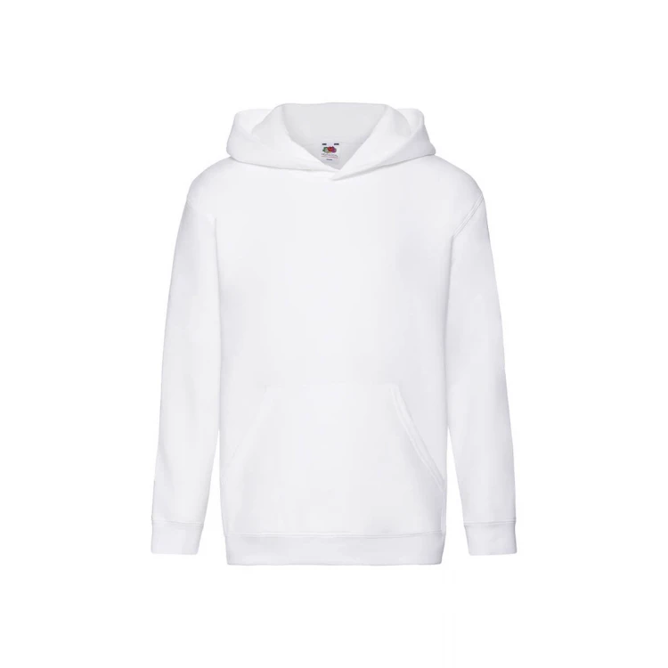 Sudadera con capucha infantil FRUIT OF THE LOOM Premium en algodón-poliéster, disponible para personalización con logo hasta tamaño A3