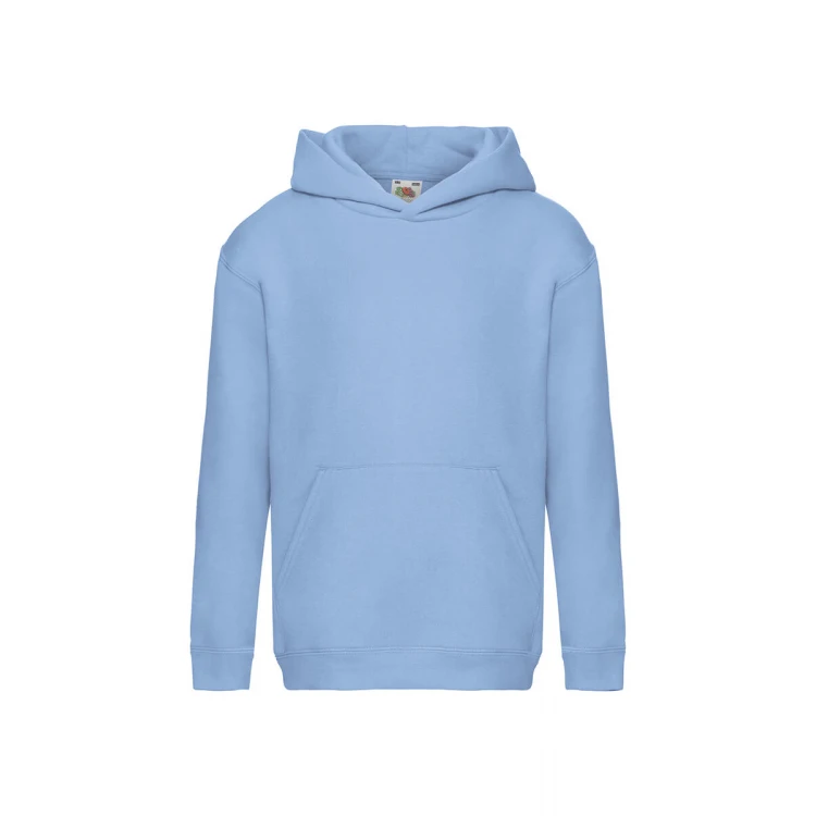Sudadera con capucha infantil FRUIT OF THE LOOM Premium en algodón-poliéster, disponible para personalización con logo hasta tamaño A3