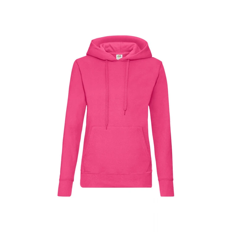Sudadera mujer con capucha forrada y bolsillo tipo canguro, disponible para personalizar con logo