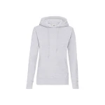 Sudadera mujer con capucha forrada y bolsillo tipo canguro, disponible para personalizar con logo