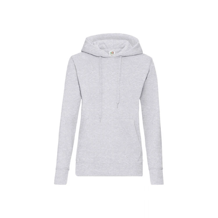 Sudadera mujer con capucha forrada y bolsillo tipo canguro, disponible para personalizar con logo