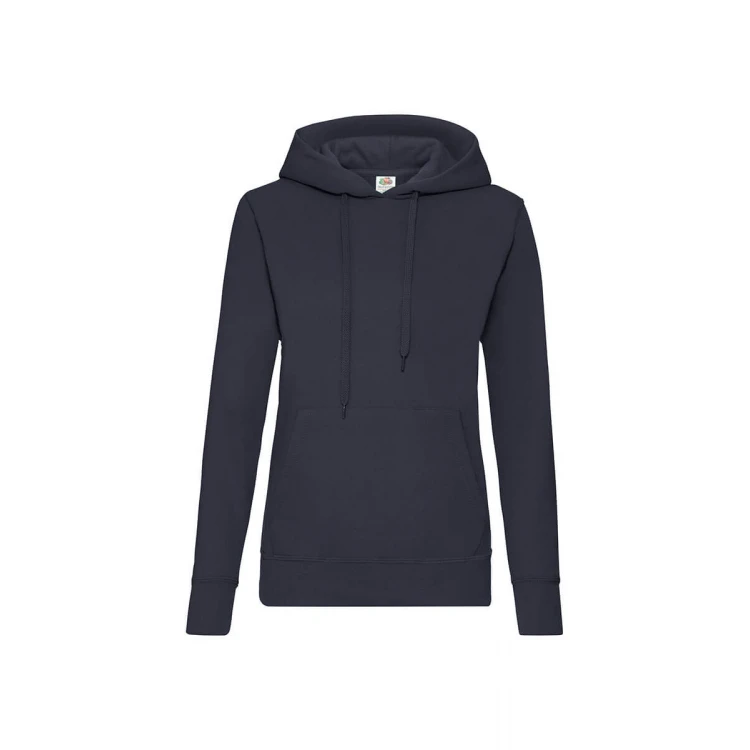 Sudadera mujer con capucha forrada y bolsillo tipo canguro, disponible para personalizar con logo